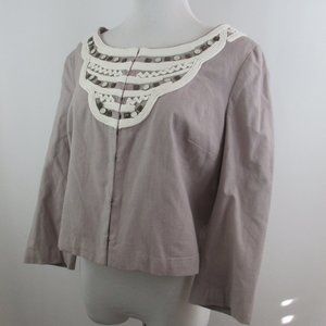 NWT IDRA Anthropologie Linen Mix Cropped Jacket